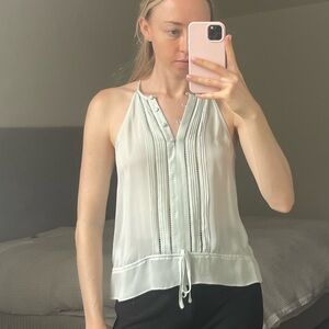 Parker 100% silk light blue button tank blouse Size small